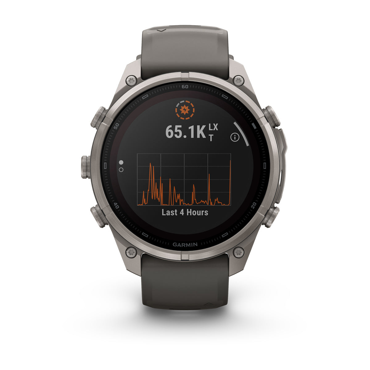 Garmin fenix 9 Pro inReach Solar 47mm Sapphire GPS Smartwatch - front view with data screen