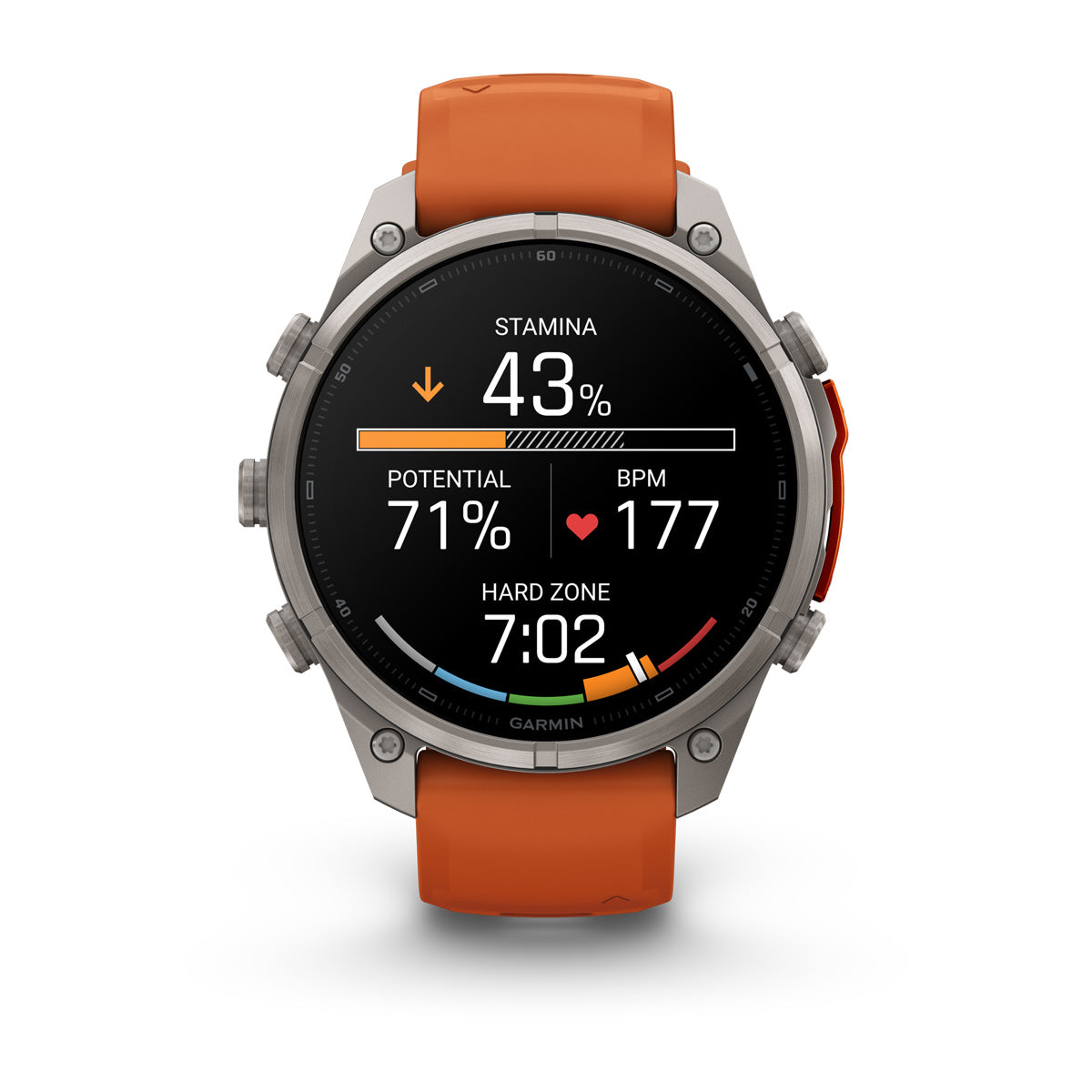 Garmin fenix 9 Pro inReach 47mm AMOLED Sapphire GPS Smartwatch - front view with data screen