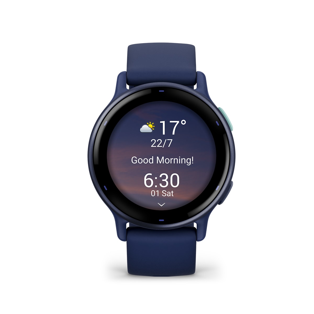 Garmin vivoactive 5 GPS Fitness Smartwatch - front view, display screen feature
