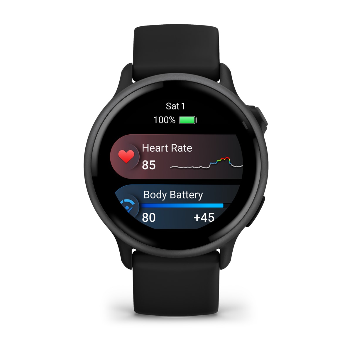 Garmin vivoactive 6 GPS Fitness Smartwatch - front view, display screen feature