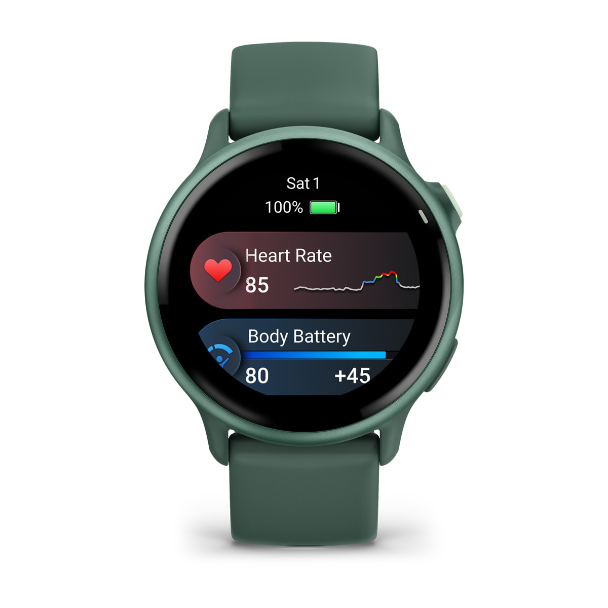 Garmin vivoactive 6 GPS Fitness Smartwatch - front view, display screen feature