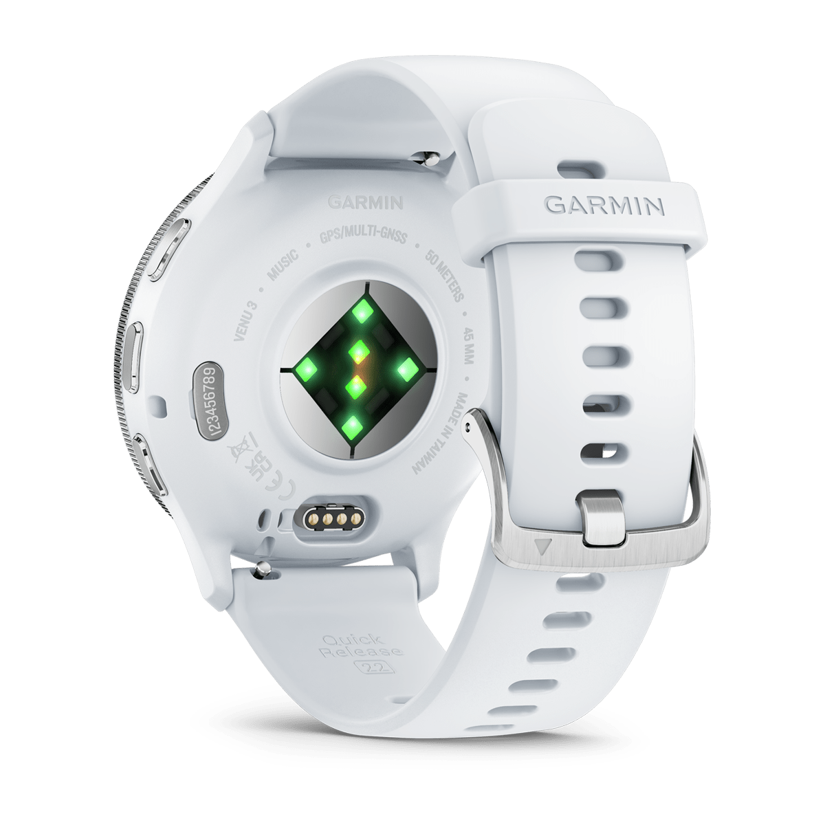 Garmin Venu 3 45mm GPS Health Smartwatch - back view, heart-rate sensor