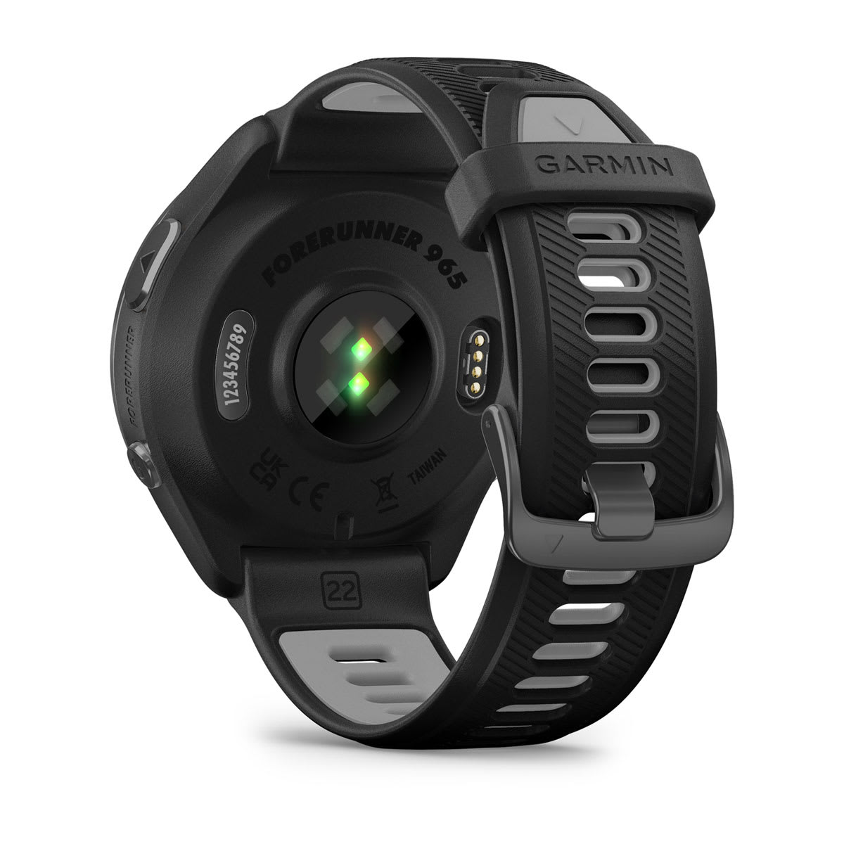Garmin Forerunner 965 GPS Running Smartwatch - back view, heart-rate sensor