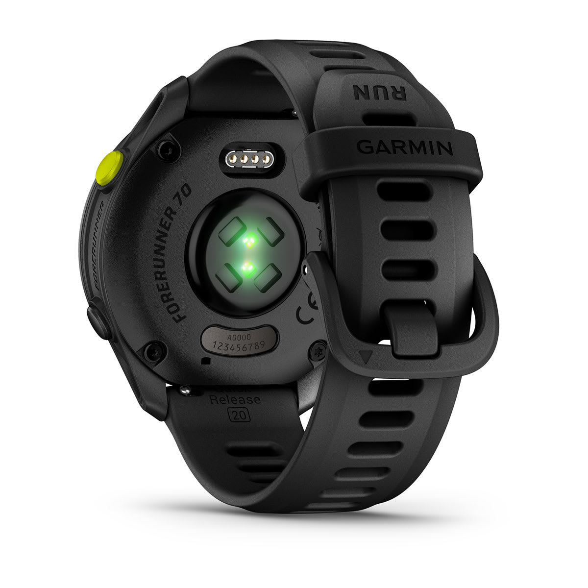 Garmin Forerunner 70 GPS Running Smartwatch - back view, heart-rate sensor