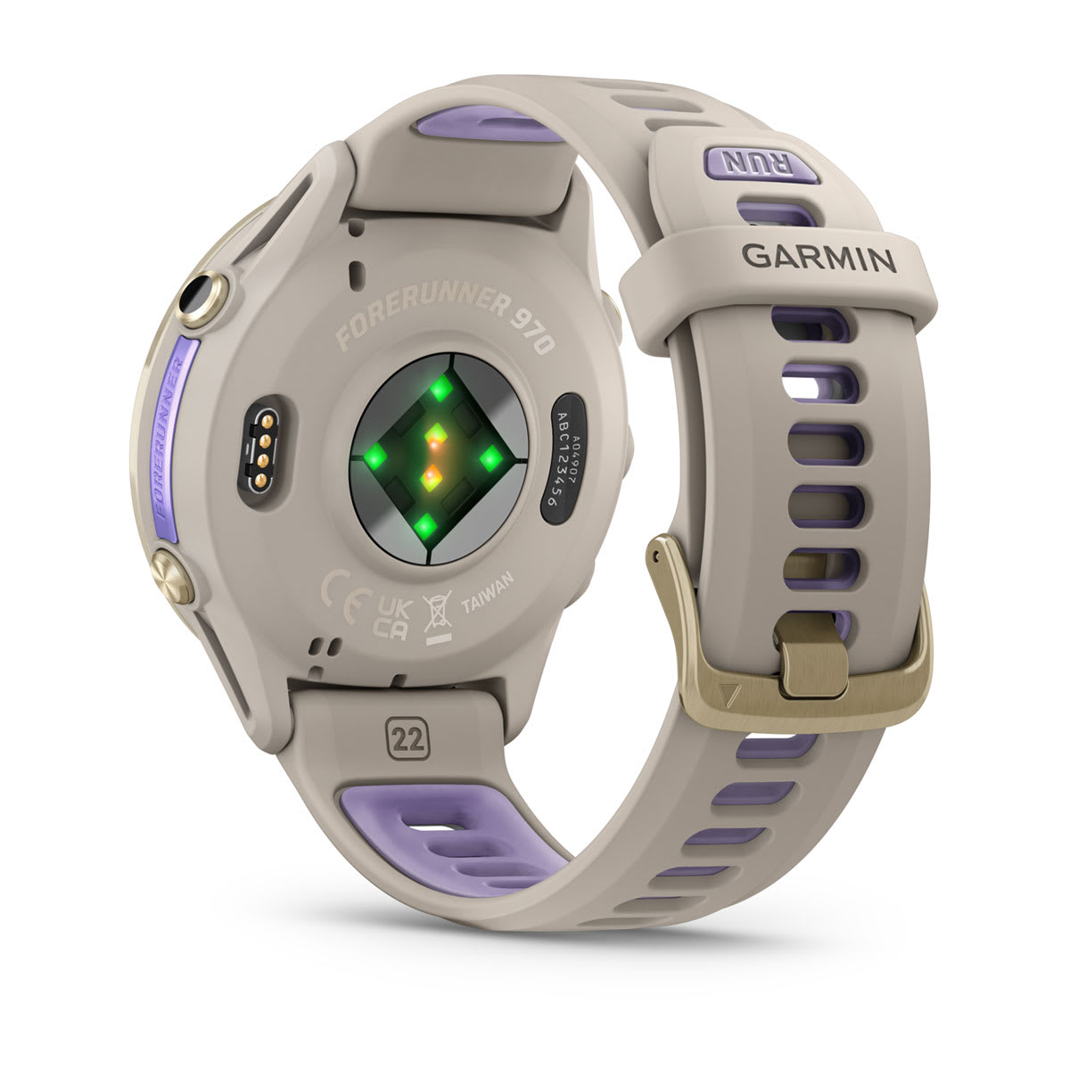Garmin Forerunner 970 GPS Running Smartwatch - back view, heart-rate sensor