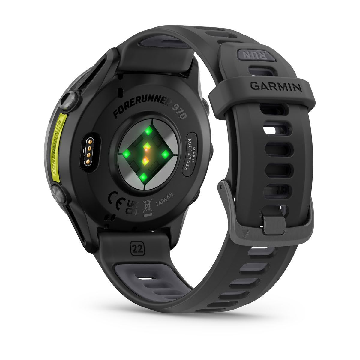 Garmin Forerunner 970 GPS Running Smartwatch - back view, heart-rate sensor