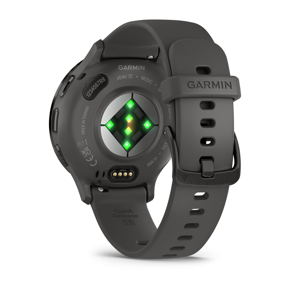 Garmin Venu 3S 41mm GPS Health Smartwatch - back view, heart-rate sensor