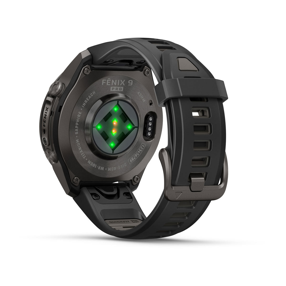 Garmin fenix 9 Pro inReach 43mm AMOLED Sapphire GPS Smartwatch - rear view