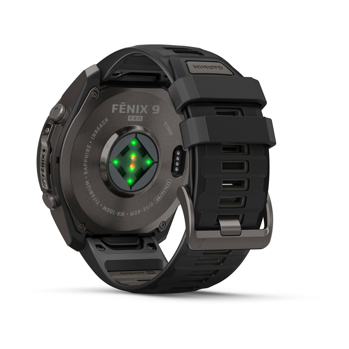 Garmin fenix 9 Pro inReach 51mm AMOLED Sapphire GPS Smartwatch - rear view