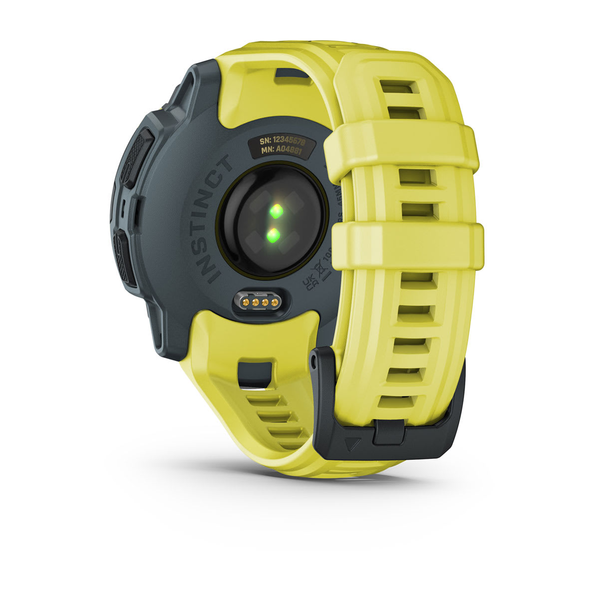Garmin Instinct E 45mm Rugged GPS Smartwatch - back view, heart-rate sensor