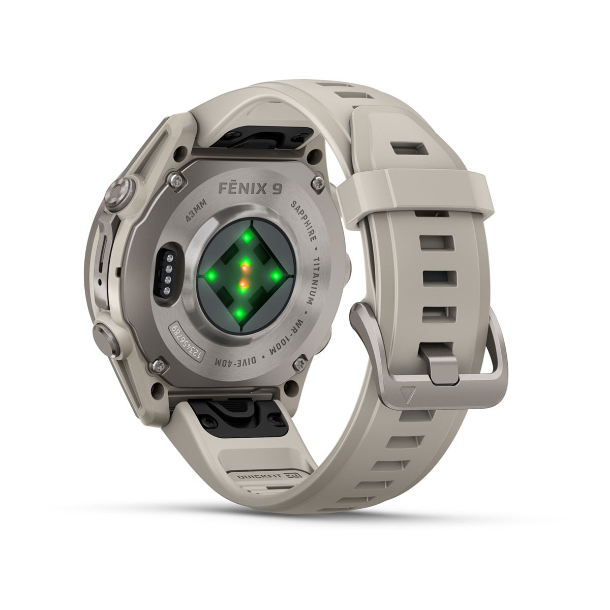 Garmin fenix 9 43mm AMOLED Sapphire GPS Smartwatch - rear view