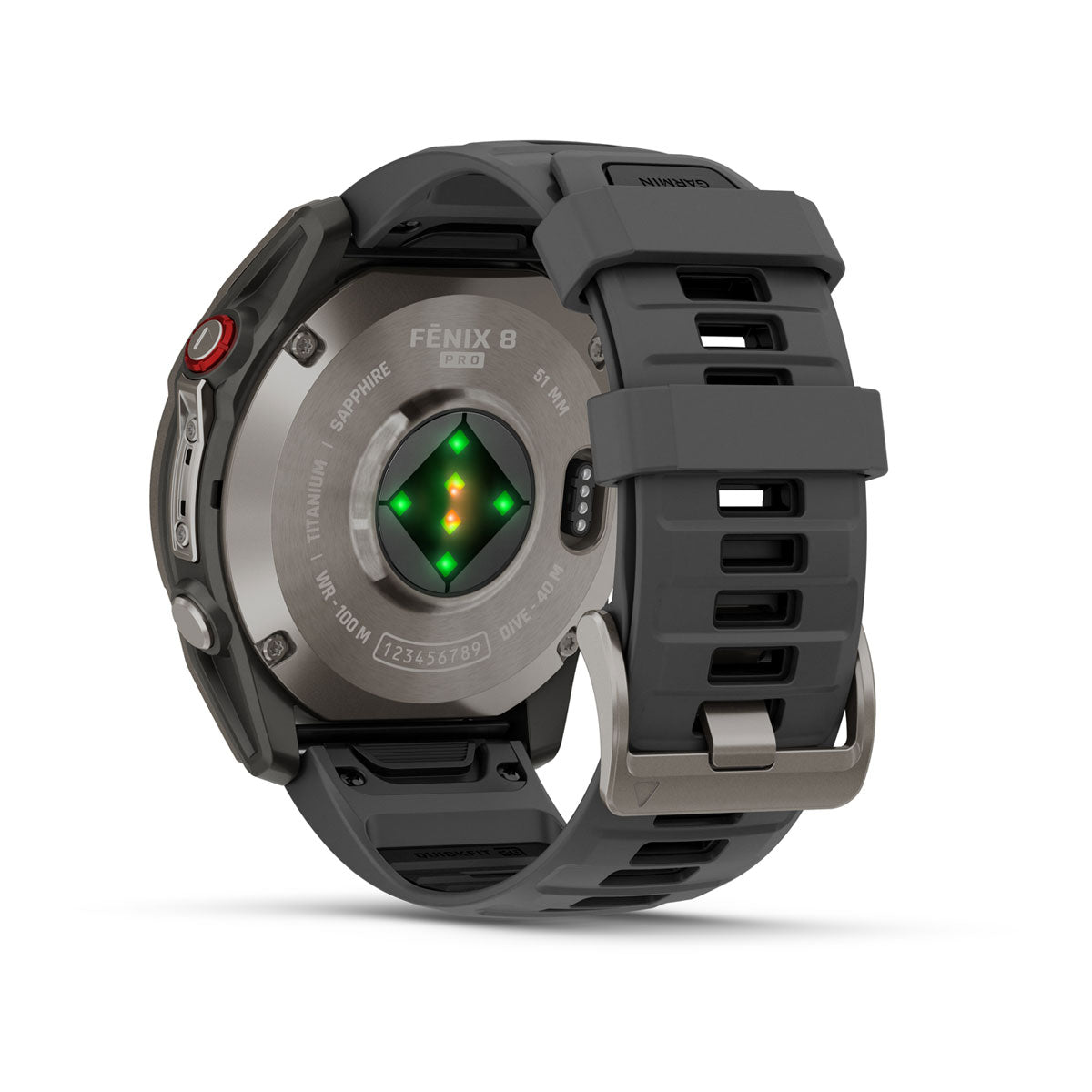 Garmin fenix 8 Pro 51mm AMOLED Sapphire GPS Smartwatch with inReach - rear view