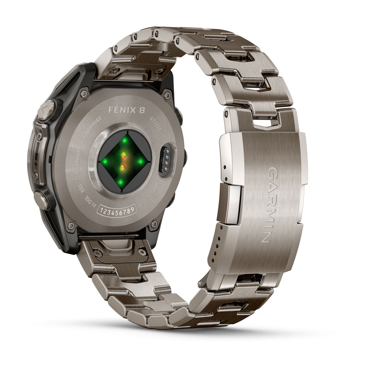 Garmin fenix 8 47mm AMOLED Sapphire GPS Smartwatch - rear view