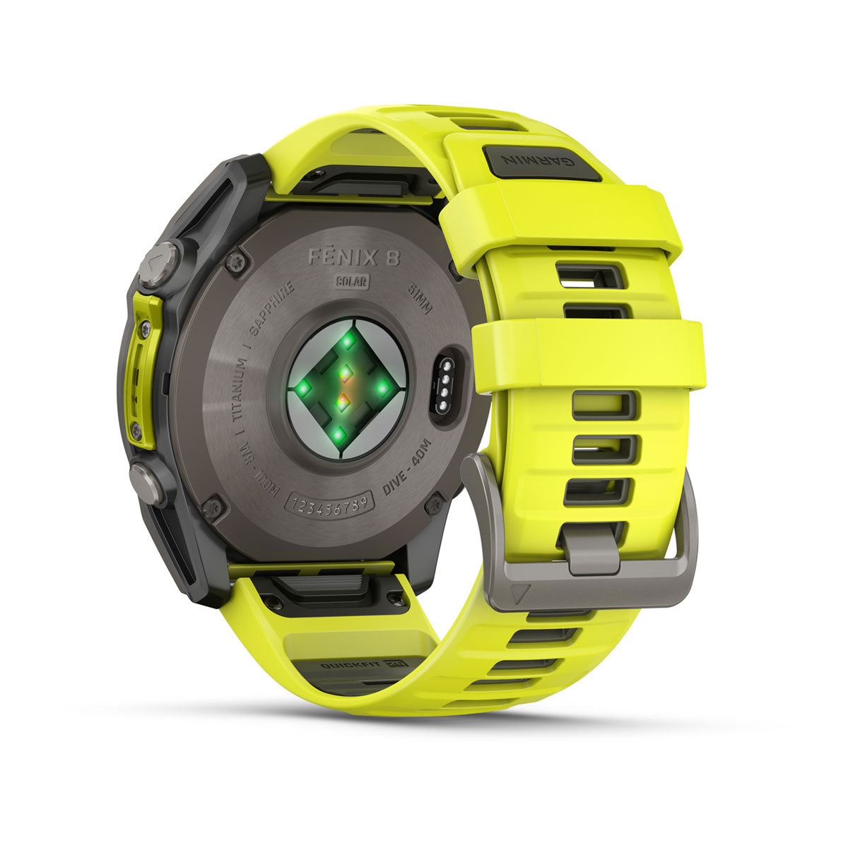 Garmin fenix 8 51mm Solar Sapphire GPS Smartwatch - rear view
