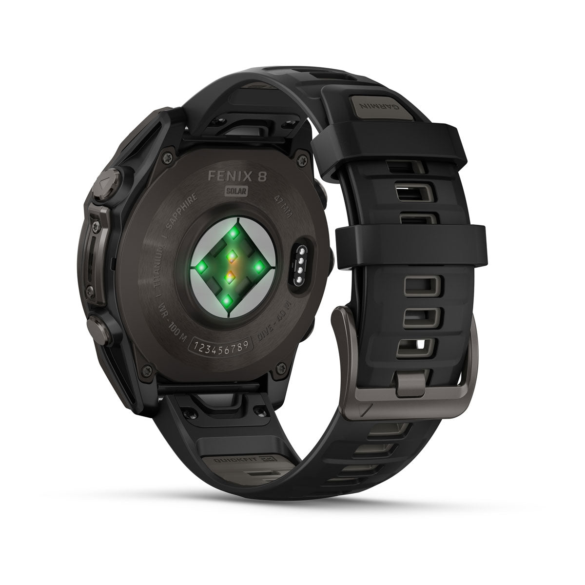 Garmin fenix 8 47mm Solar Sapphire GPS Smartwatch - rear view