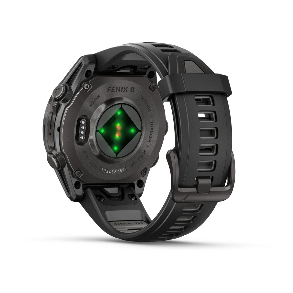 Garmin fenix 8 43mm AMOLED Sapphire GPS Smartwatch - rear view