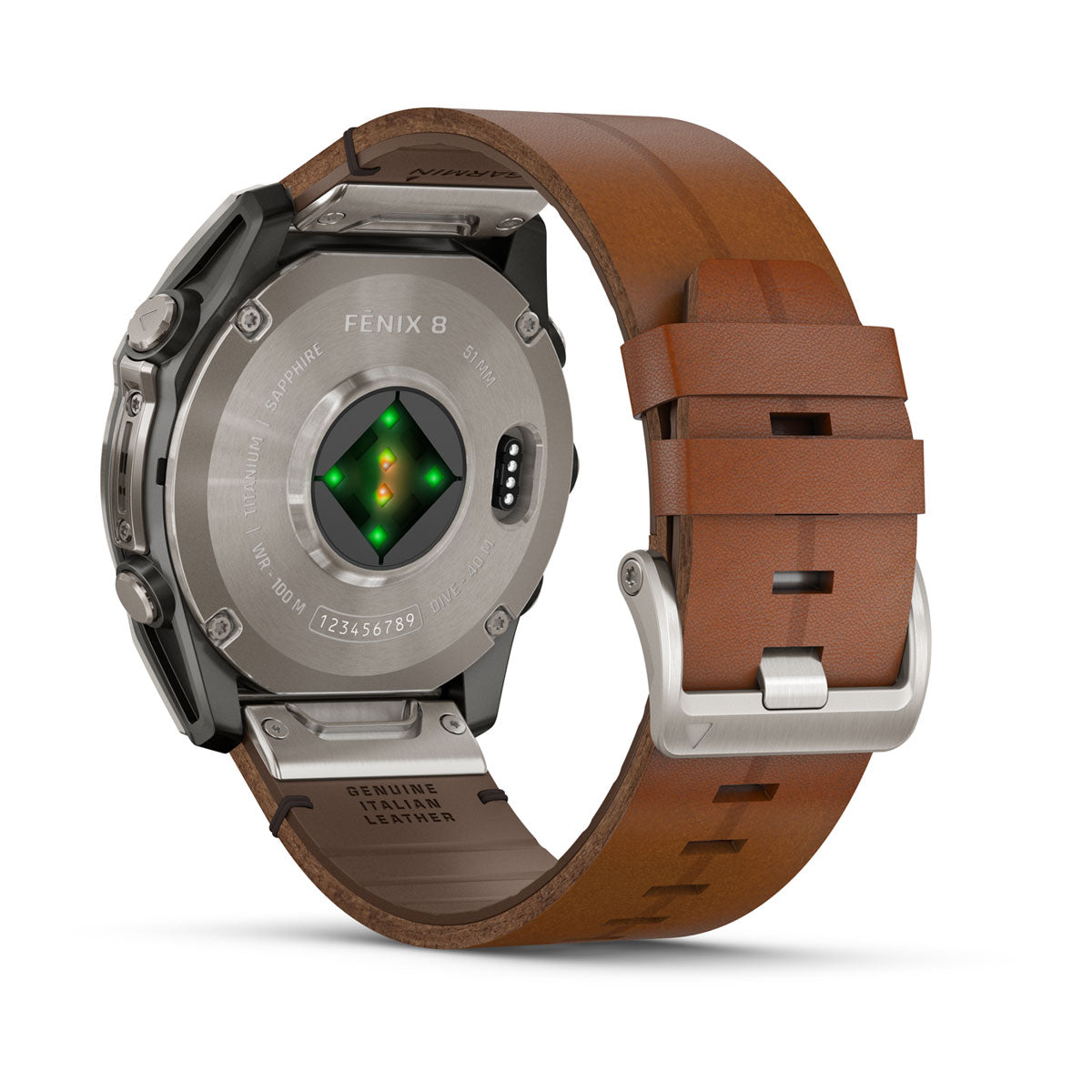 Garmin fenix 8 51mm AMOLED Sapphire GPS Smartwatch - rear view