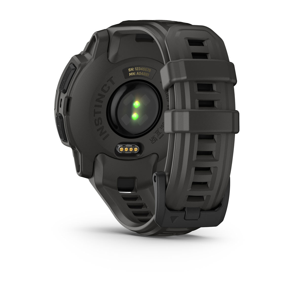 Garmin Instinct E 45mm Rugged GPS Smartwatch - back view, heart-rate sensor