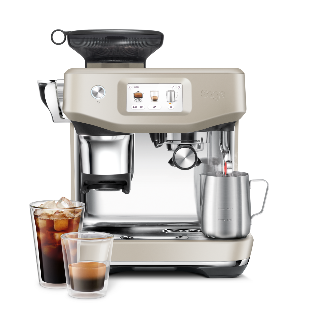 Sage Barista Touch Impress Bean-to-Cup Coffee Machine – Cold Extraction - Almond Nougat | SES882ALM4GUK1