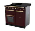 Rangemaster Estel Deluxe 100 Induction range cooker in Bordeaux with Brass trim