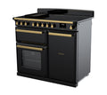 Rangemaster Estel Deluxe 100 Induction range cooker in Gloss Black with Brass trim