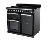 Rangemaster Estel Deluxe 100 Induction range cooker in Gloss Black with Chrome trim