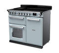 Rangemaster Estel Deluxe 100 Induction range cooker in Misty Blue with Chrome trim