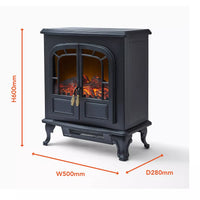 Warmlite Wingham WL46019 stove fire dimensions diagram - H600 x W500 x D280mm