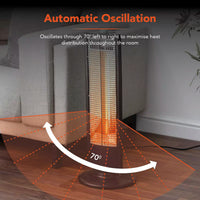 Warmlite WL42013 carbon infrared heater 70-degree automatic oscillation feature graphic