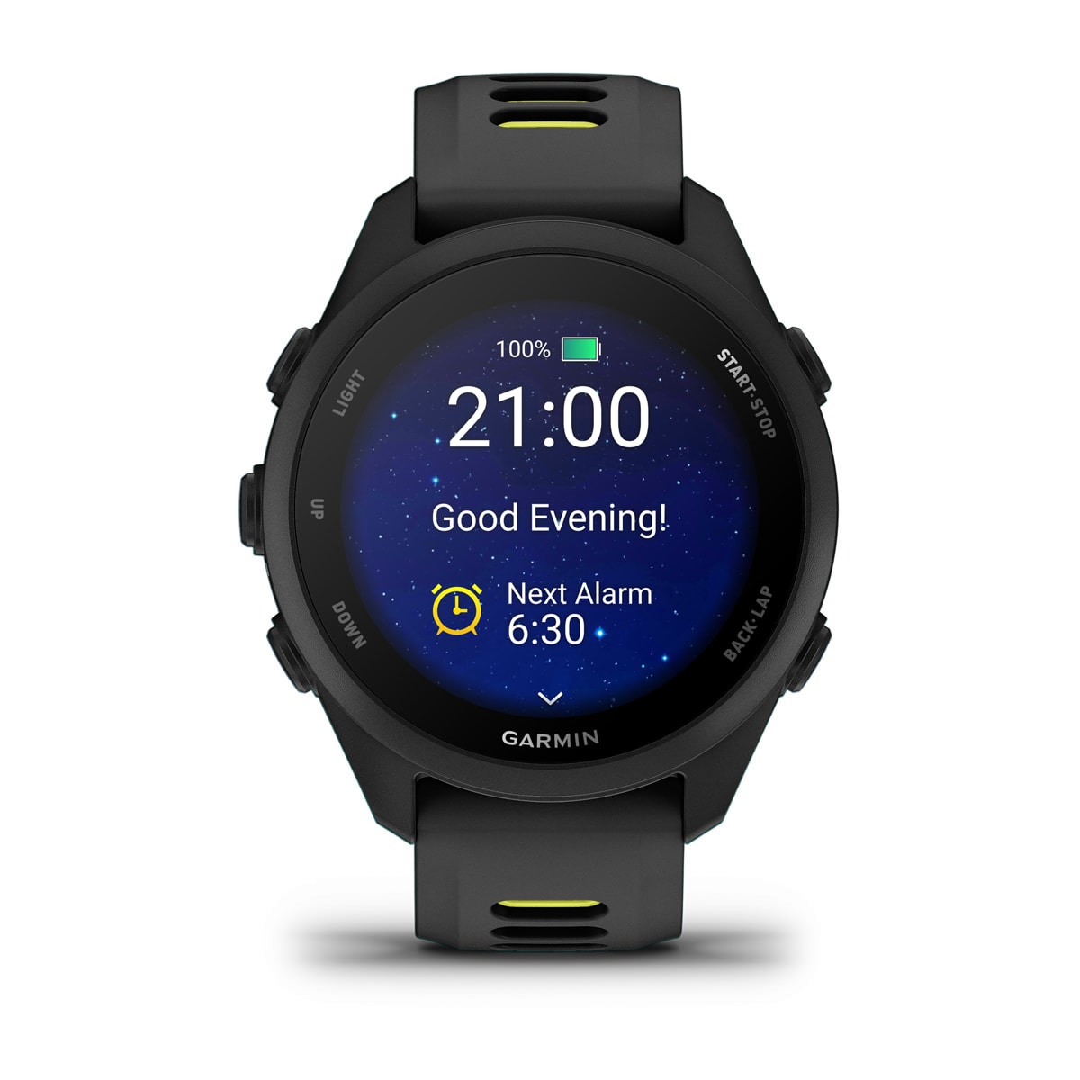 Garmin Forerunner 170 GPS Running Smartwatch - front view, screen on