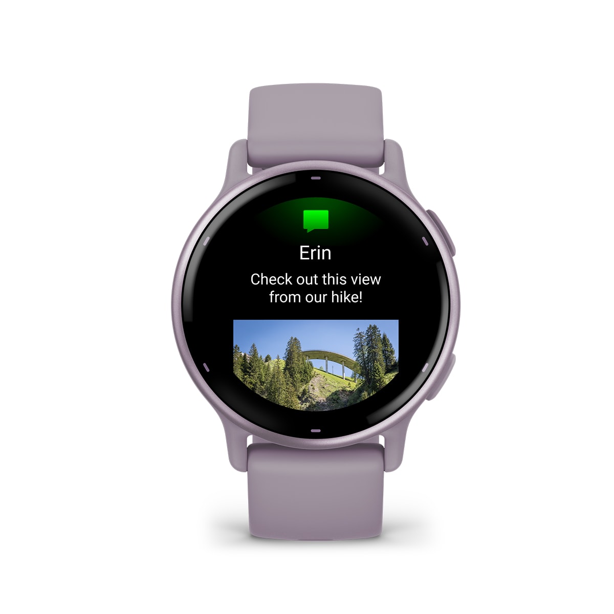 Garmin vivoactive 5 GPS Fitness Smartwatch - front view, screen on