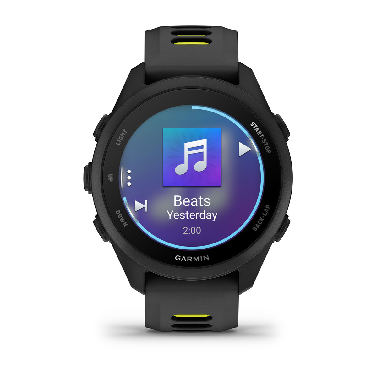 Garmin Forerunner 170 Music GPS Running Smartwatch - front view, screen on