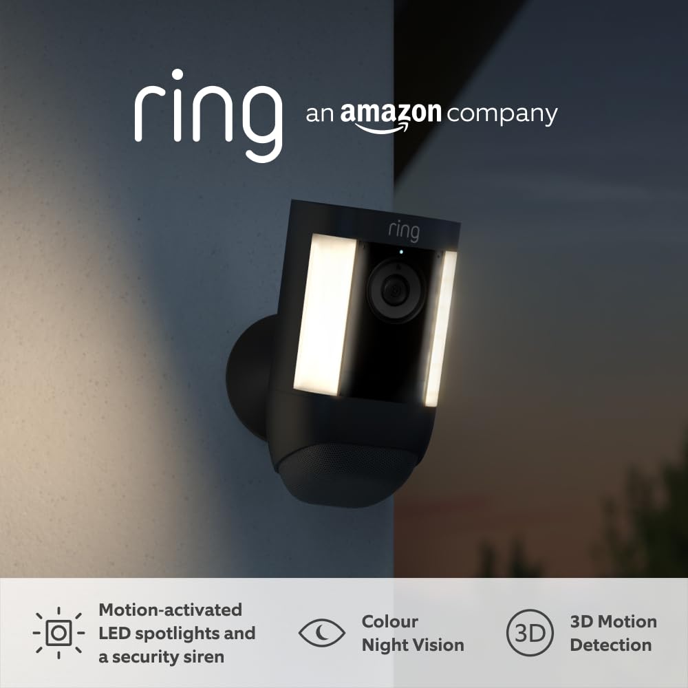 Ring Black Spotlight Cam Pro, Battery Outdoor Camera | B09DRF7P4C Ring Euronics Ireland
