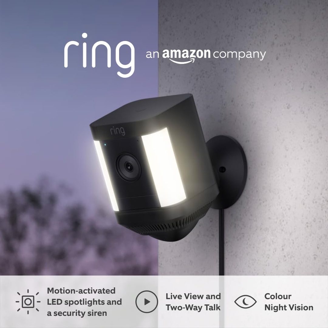Ring Spotlight Cam Plus Plug-In Black | B09K1S7P4B Ring Euronics Ireland