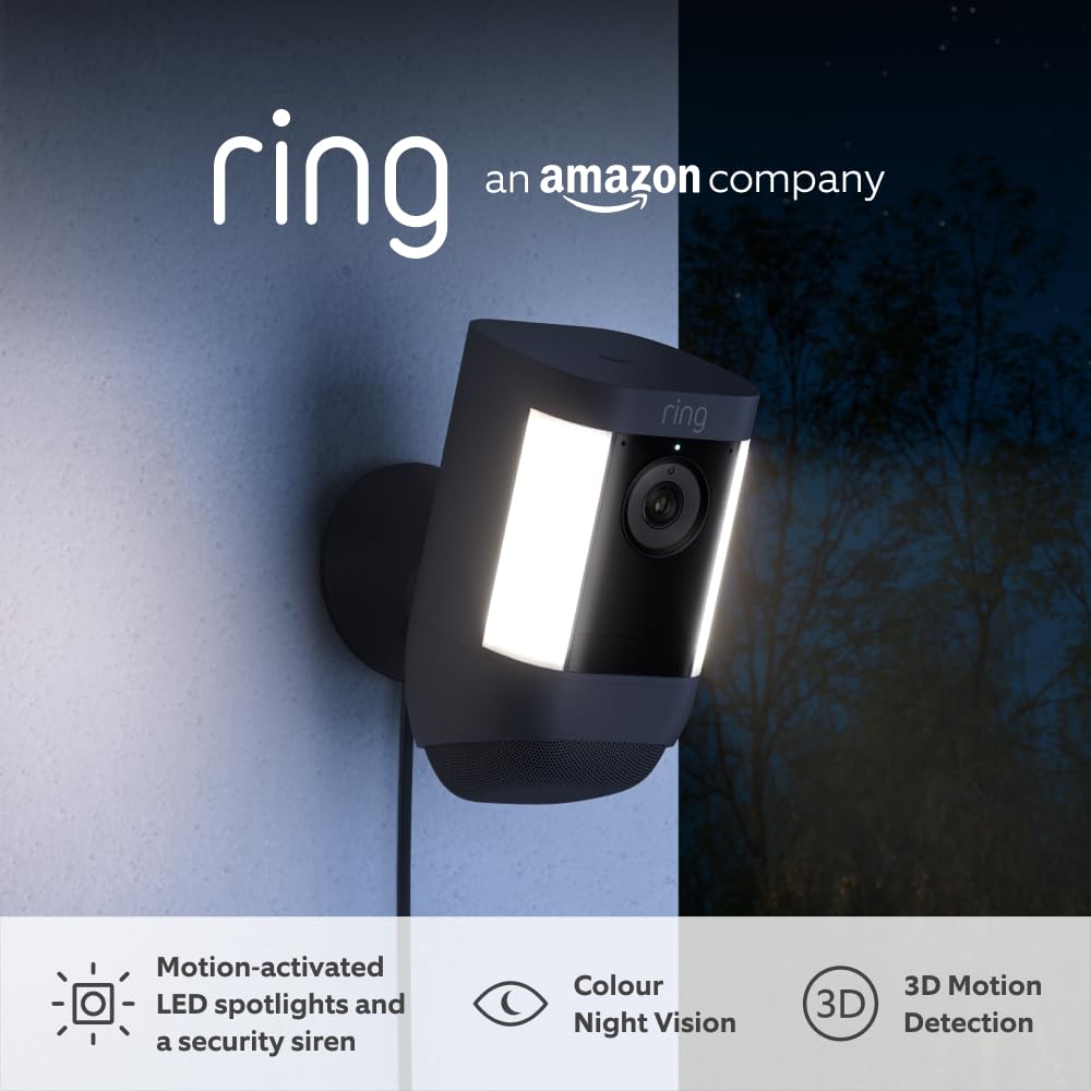 Ring Spotlight Cam Pro Plug-In Black | B09DRMH317 Ring Euronics Ireland