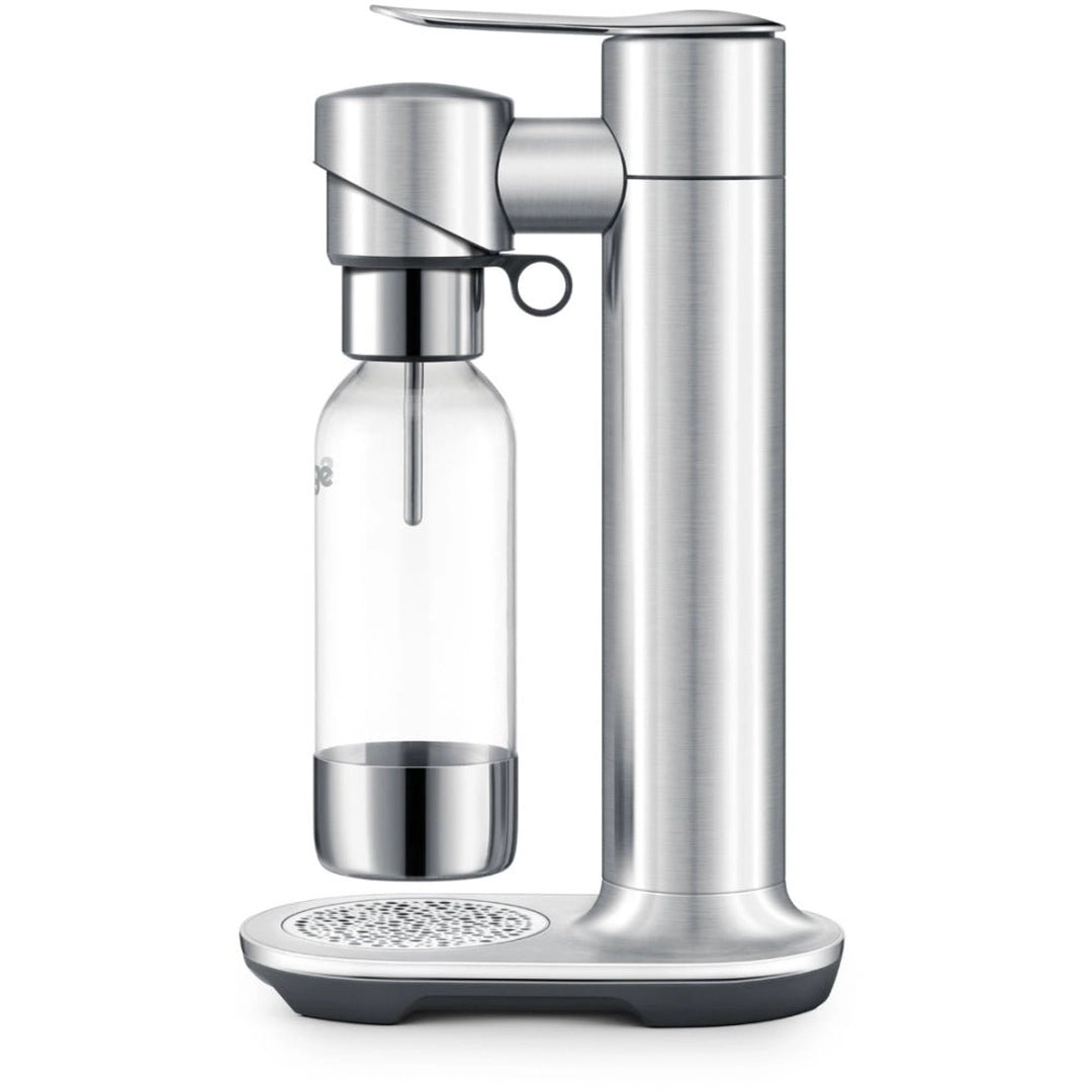 Sage InFizz Fusion SCA800DBL0ZEU1 carbonator, angled view with a bottle