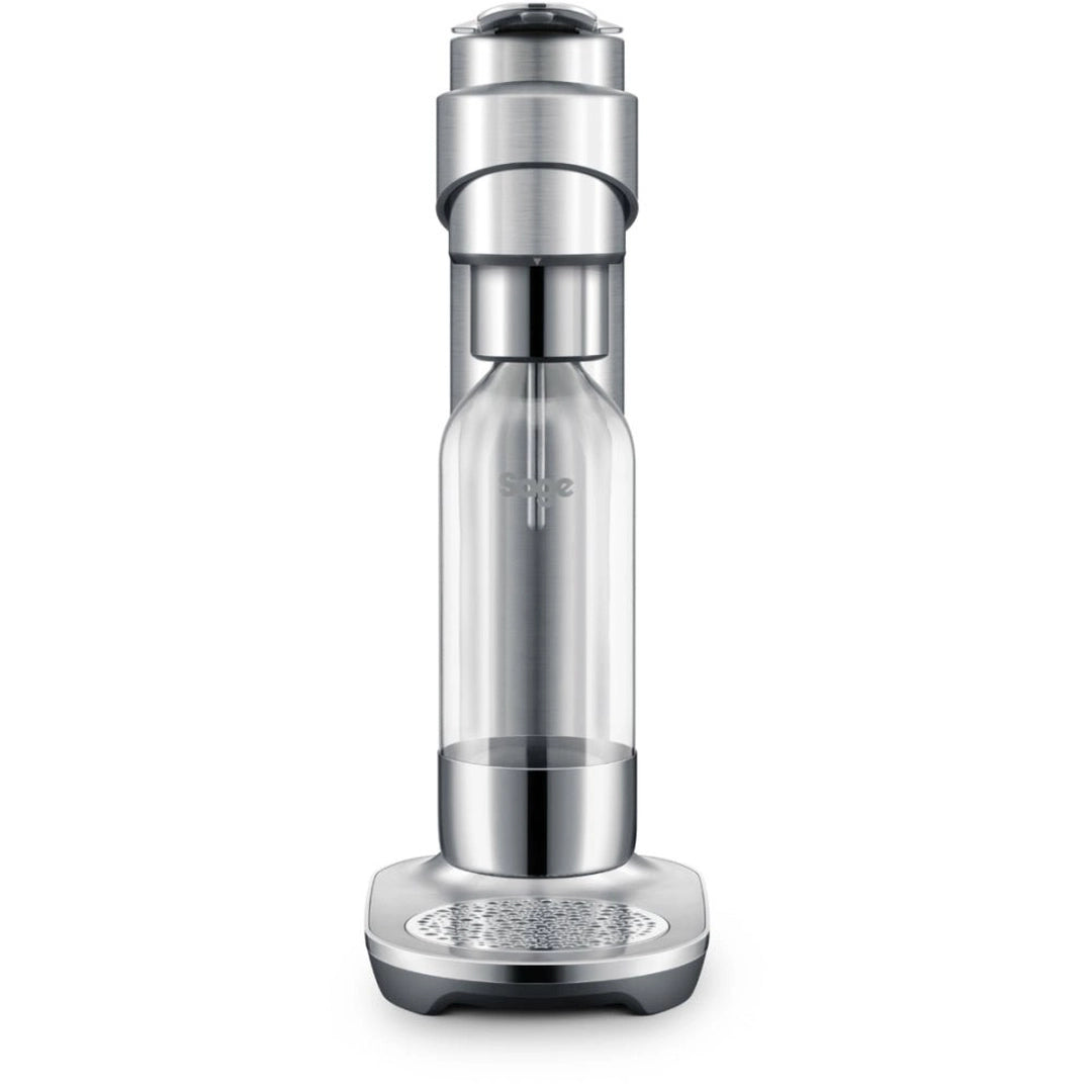 Sage InFizz Fusion SCA800DBL0ZEU1 carbonator, front view with a bottle