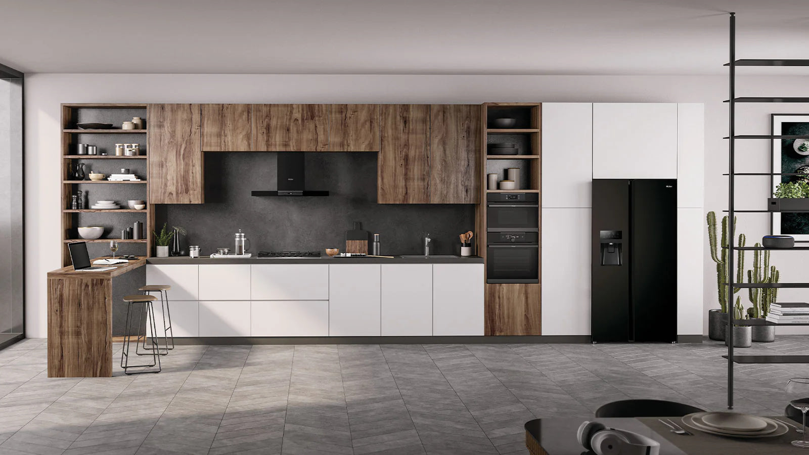 Haier SBS 90 Series 3 528L American Fridge Freezer - Gentle Silver | HSR3918ENPG