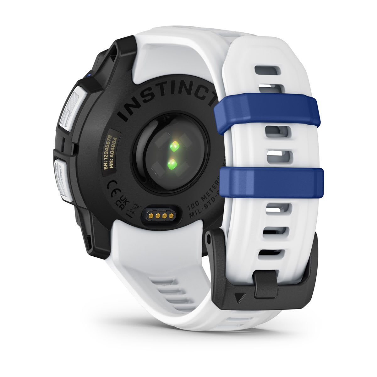 Garmin Instinct 3 45mm Solar Rugged GPS Smartwatch - back view, heart-rate sensor
