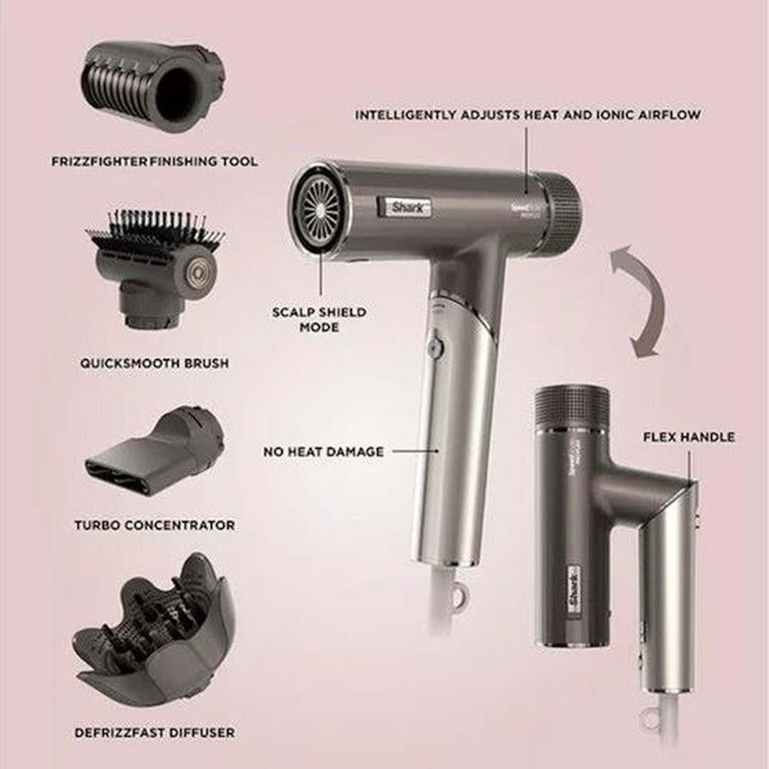 Shark SpeedStyle Pro FLEX 4-in-1 High-Velocity Hair Dryer System | HD542UK Shark Styling & Grooming Euronics Ireland