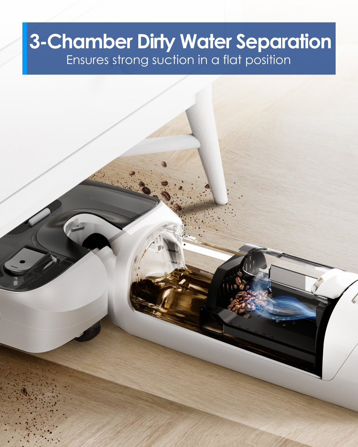 Tineco FLOOR ONE S6 Stretch Lite Cordless Wet and Dry Vacuum Cleaner - 3-chamber dirty water separation