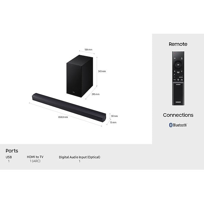 Samsung B450F B-Series 2.1-Channel Soundbar with Wireless Subwoofer | HW-B450F/XU