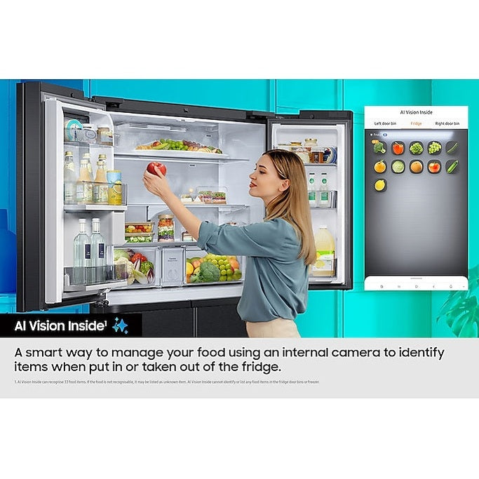 Samsung Family Hub™ AI Vision Inside French Style Smart Fridge Freezer - Real Stainless | RF65DG9H0ESR/EU Samsung American Fridge Freezer Euronics Ireland
