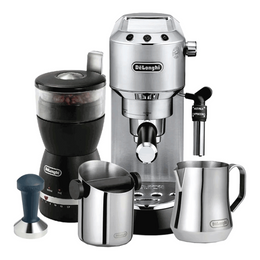 De'Longhi Dedica Barista Bundle Espresso Machine with Grinder - Silver | ECKG6820.M