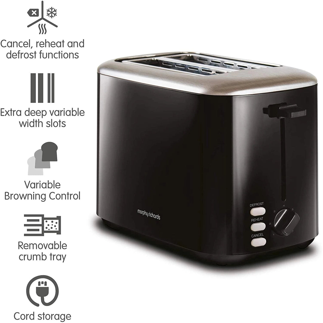 Morphy Richards Equip 2 Slice Black Toaster | 222064 Morphy Richards Toaster Euronics Ireland
