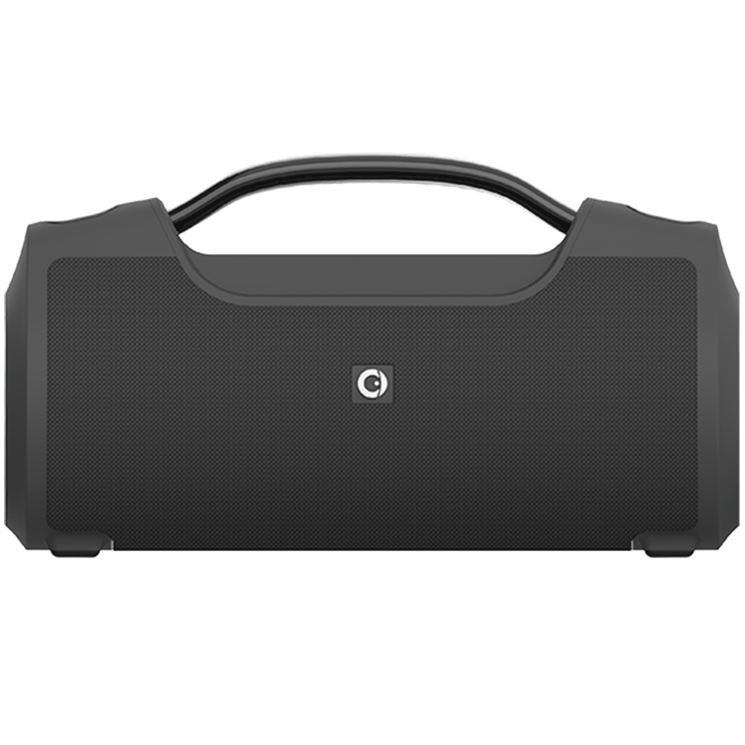 OneSonic Quattro Bluetooth speaker in black, rear view with carry handle