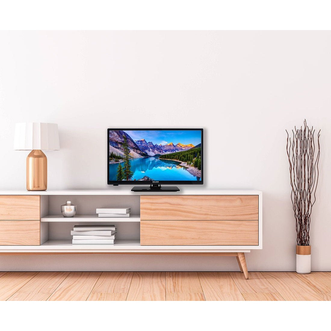 Walker WPT2421SAT 24-inch TV, in a living room on a sideboard
