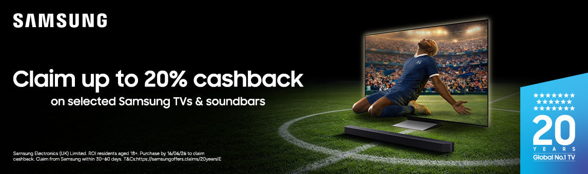 20% Cashback on selected Samsung TVs & Sound Devices
