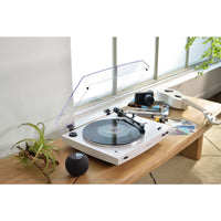Audio-Technica AT-LP3XBT white turntable lifestyle view
