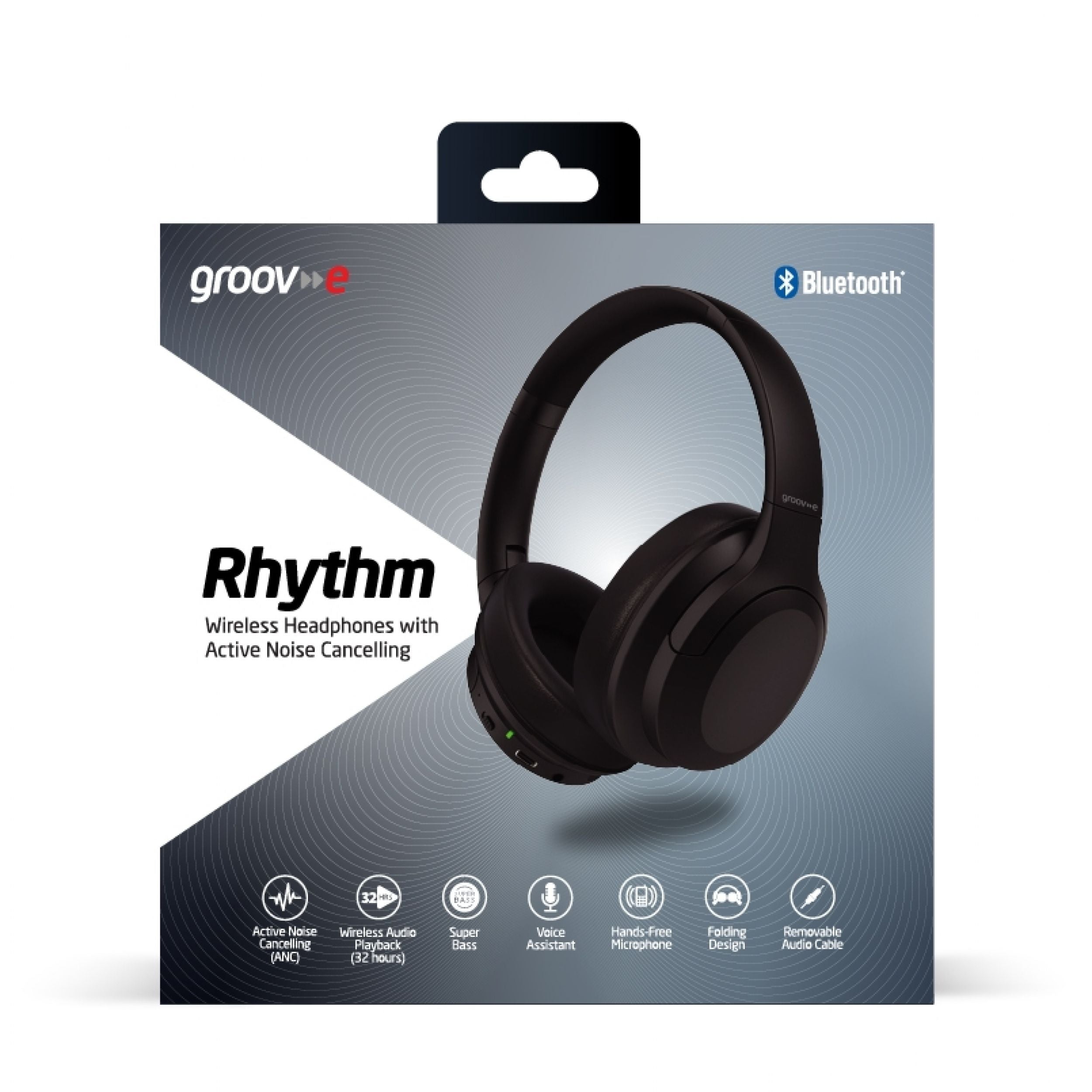 Groov-e Rhythm ANC Wireless Headphones Black - official product image